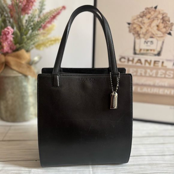 Coach Black Leather Mini Tote Bag - Picture 1 of 13